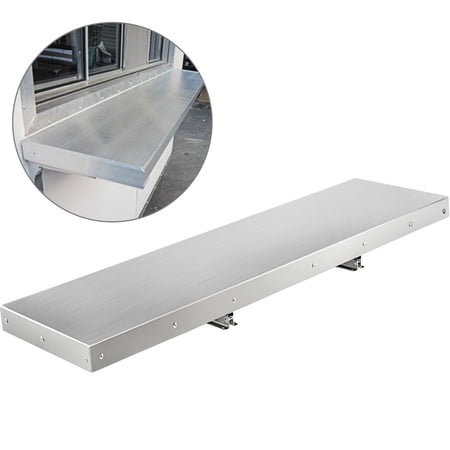 KFFKFF 48Lx12W Inch Drop-Down Serving Shelf, Stainless Steel, Foldable Design for Food Service at Concession Trailer Windows