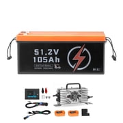 KFFKFF 48V 105Ah Lithium Battery for Golf Cart, 200A BMS Golf Cart Battery, LCD Display and Mobile App, LiFePO4 Battery with 600A Max Current, 20A Charger and Over 4000 Cycle