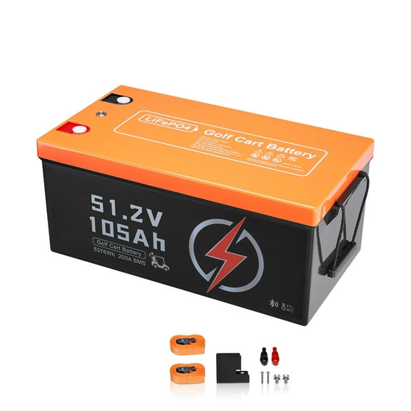 KFFKFF 48V 105Ah Lithium Battery for Golf Cart, 48 Volt Golf Cart Battery equipped with 200A BMS, LCD Display and Mobile Application, LiFePO4 Battery offering 600A Peak Current