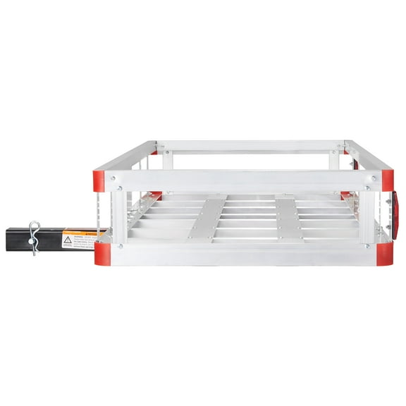 KFFKFF 49.4 x 22.4 x 7.1 in Hitch Cargo Carrier, 500lbs Capacity Aluminum Trailer Basket, Rust-Resistant Luggage Rack for 2" Hitch Receiver on SUVs, Trucks, and Pickups for Camping