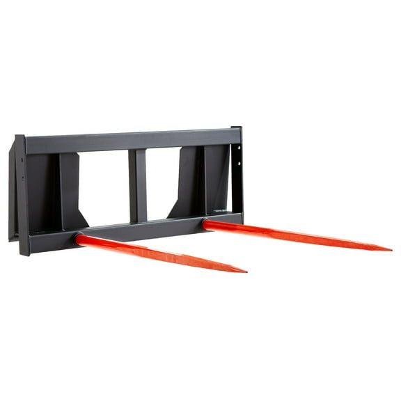 KFFKFF 49" Hay Fork, 3000lbs Load Capacity, Compatible with Skid Steer Loader and Tractor, Includes 2 Spear Attachments, Easy-to-Attach Spikes