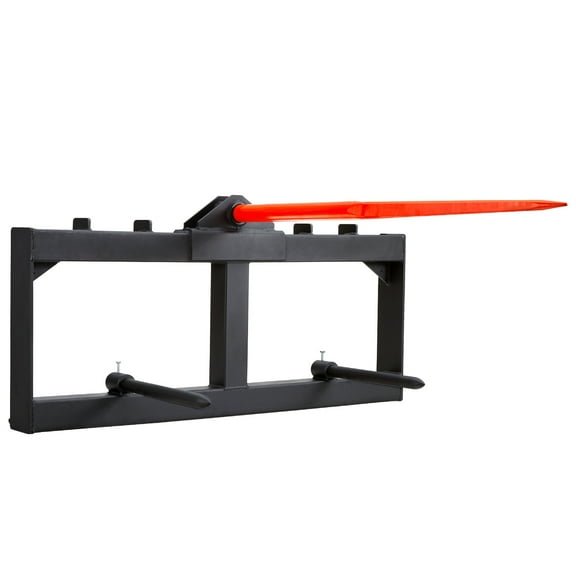 KFFKFF 49" Hay Spear, Bale Handling Attachment with 1600lbs Capacity, Skid Steer Loader Compatible with 2pcs 17.5" Stabilizer Forks and Quick Attach Design