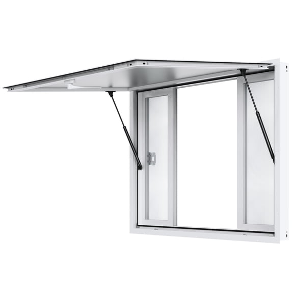 KFFKFF 49" x 37" Service Window, Stationary Concession Window Awnings, Aluminum Alloy Frame for Food Trucks & Concession Trailers