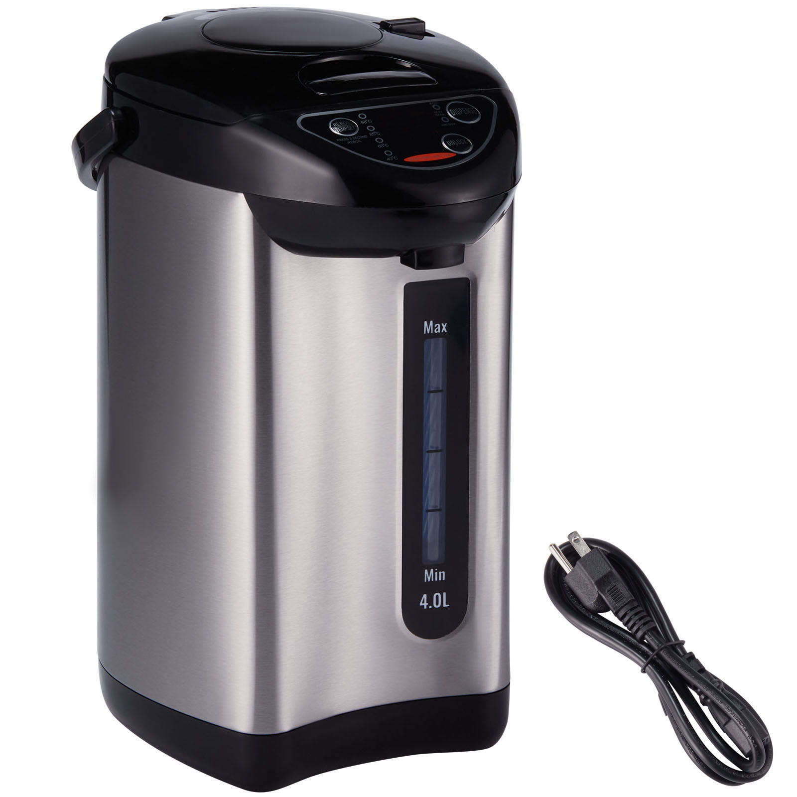 KFFKFF 4L Hot Water Dispenser, Countertop Stainless Steel Water Heater with Adjustable Temperature, 3-Way Dispensing for Tea Coffee Baby Formula