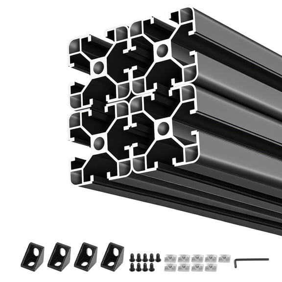 KFFKFF 4PCS 4040 Aluminum Extrusion Profile, 15.75 Inch 400 mm, T Slot European Standard Anodized Linear Rail, Durable Extruded Aluminum Rail for 3D Printer Components and CNC DIY Workbench, Black