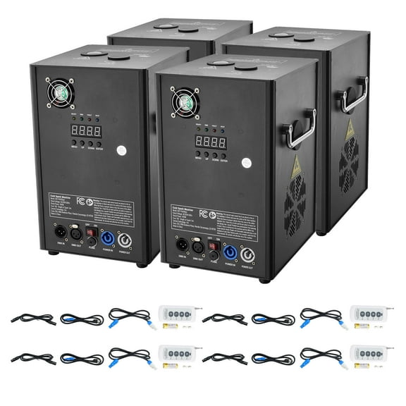 KFFKFF 4Pcs Cold Spark Machine, 700W 6.6-16.4ft Firework Machine DMX512 Adjustable Smart Stage Effect Machine Safe Great Low Noise Smokeless for Stage DJ Disco,Black