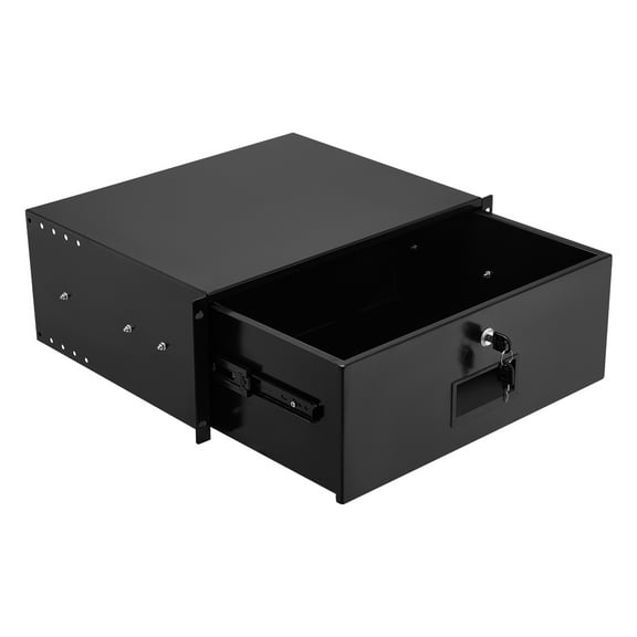 KFFKFF 4U Rack Mount Drawer, 50 lbs Load Capacity, Lockable Sliding Drawer with Cable Management, Compatible with 19-Inch Network Equipment Racks or Cabinets