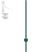 KFFKFF 4ft T-Posts, Set of 10, Durable Steel Garden Fence Posts, Ideal for Yards, Farms & Outdoor Fencing, Green