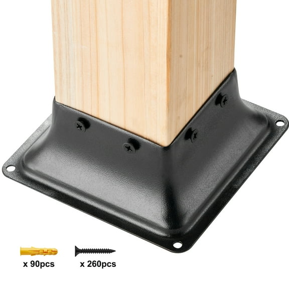 KFFKFF 4x4 Post Base 20Pcs, Internal 3.6"x3.6" Durable Powder-Coated Steel Bracket for Standard Wood Posts, Decking Base for Porch, Deck, and Railing Support