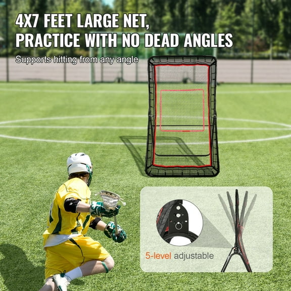 KFFKFF 4x7ft Lacrosse Baseball Rebounder Softball Bounce Pinchback Net Adjustable