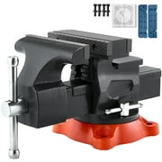KFFKFF 5.5" Jaw Width Bench Vise, 360  Swivel Base, Heavy-Duty Ductile Iron, 5.5" Max Jaw Opening, 2.8" Throat Depth, Multipurpose Vise with Two-Way Jaws for Securing Round Pipes