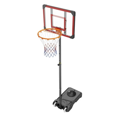 KFFKFF 5'-7' Adjustable Height 28" Durable Outdoor Portable Basketball System (Kids)