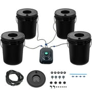 KFFKFF 5 Gallon 4 Buckets DWC Hydroponic System Deep Water Culture Growing Bucket, Hydroponics Grow Kit with Pump