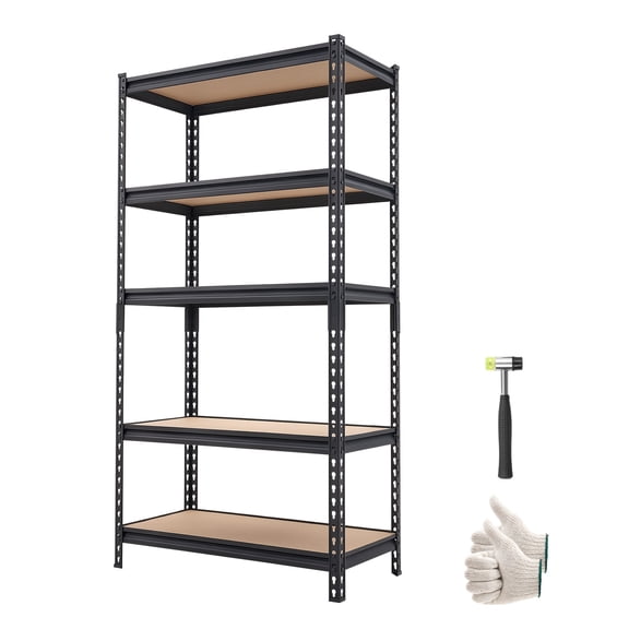 KFFKFF 5-Tier Adjustable Storage Shelves, 2000 lbs Capacity, Heavy-Duty Metal Rack for Garage, Kitchen, Pantry, Basement, or Bathroom, 32.36" W x 16.34" D x 62.76" H