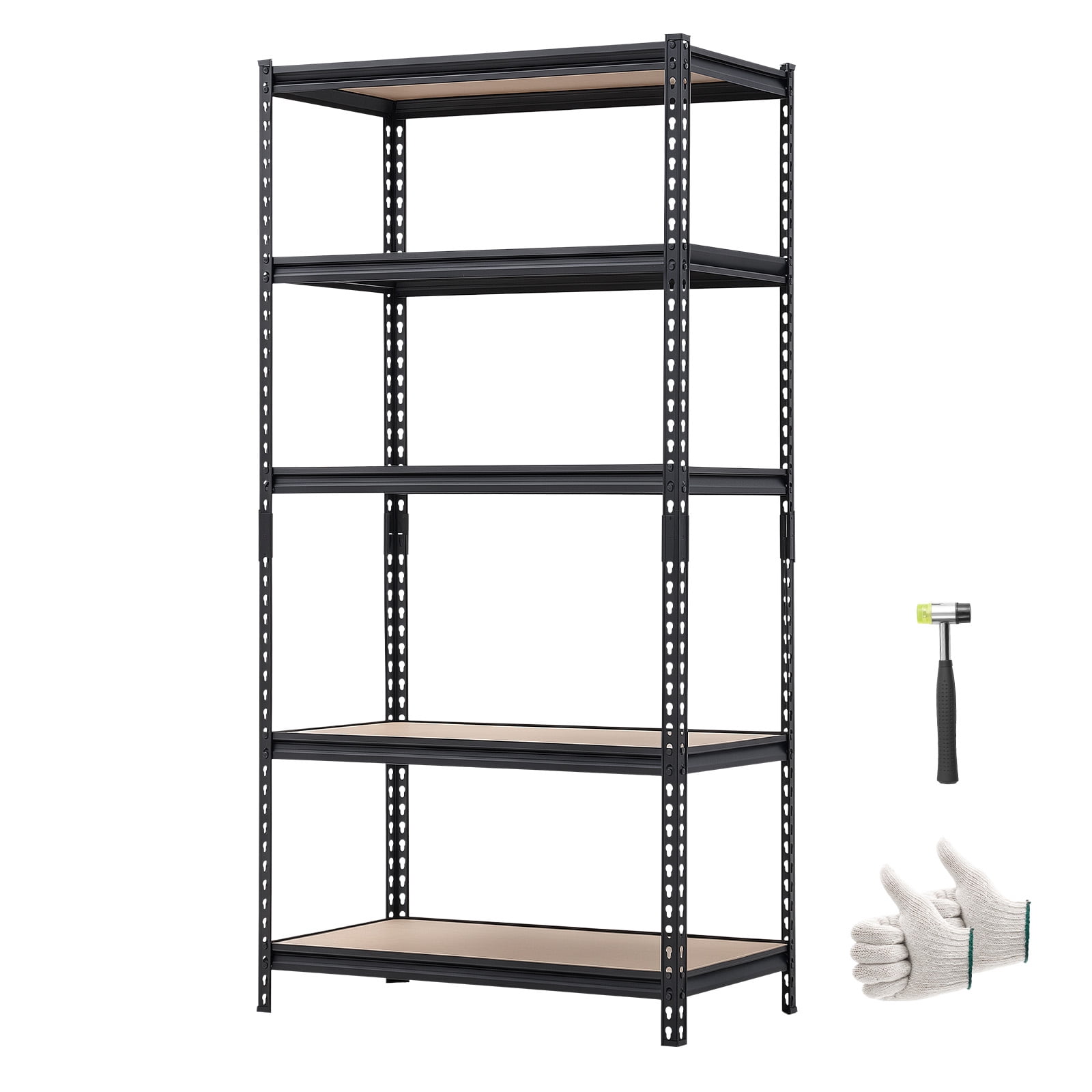 KFFKFF 5-Tier Adjustable Storage Shelves, 2000 lbs Capacity, Heavy-Duty Metal Utility Rack for Garage, Warehouse, Basement, or Kitchen, 36.34" W x 18.07" D x 71.38" H