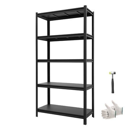 KFFKFF 5-Tier Adjustable Storage Shelves, 3000 lbs Capacity, Heavy-Duty Metal Rack for Garage, Warehouse, Basement, or Kitchen, 36.42" W x 16.42" D x 71.38" H
