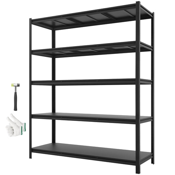 KFFKFF 5-Tier Adjustable Storage Shelves, 3000 lbs Capacity, Heavy-Duty Metal Utility Rack for Garage, Workshop, Warehouse, or Basement, 59.49" W x 20.55" D x 71.38" H