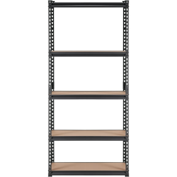 KFFKFF 5-Tier Adjustable Storage Shelving Unit, 2000 lbs Capacity, Durable Metal Organizer Rack for Garage, Kitchen, Basement, Bathroom, and Laundry, Black, 35" L x 18" W x 71" H