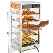 KFFKFF 5-Tier Commercial Food Warmer Display, 800W Countertop Food Warmer with LED Lighting, Adjustable Shelves, Stainless Steel Construction, 86 185  Temperature Range, 60L Capacity for Burgers