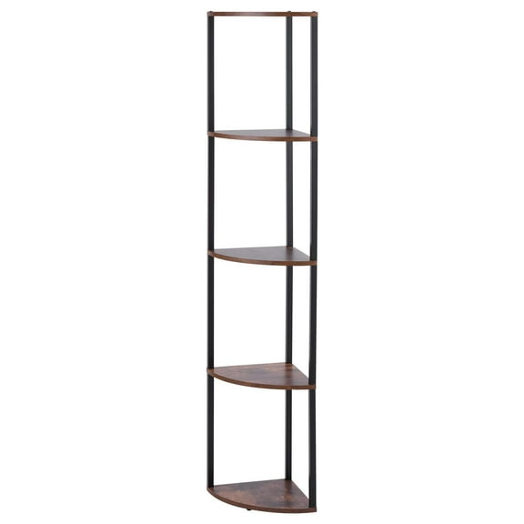 KFFKFF 5-Tier Corner Shelf with LED Lighting, 64" Tall Display Unit with Adjustable Multi-Color Lights Controlled by Remote or App for Bedroom, Living Room, or Office