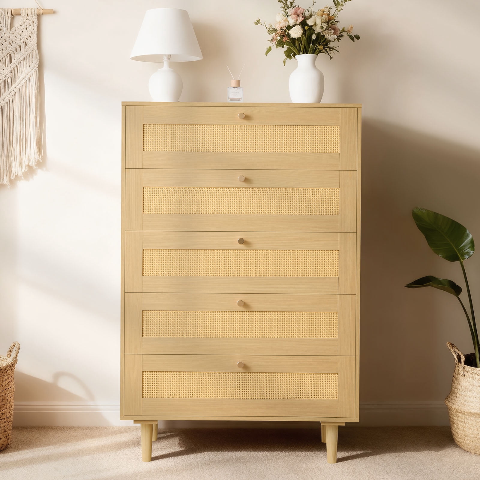 KFFKFF 5-Tier Dresser, Modern Storage Cabinet with Ample Space, Drawer for Bedroom, Living Room, or Hallway