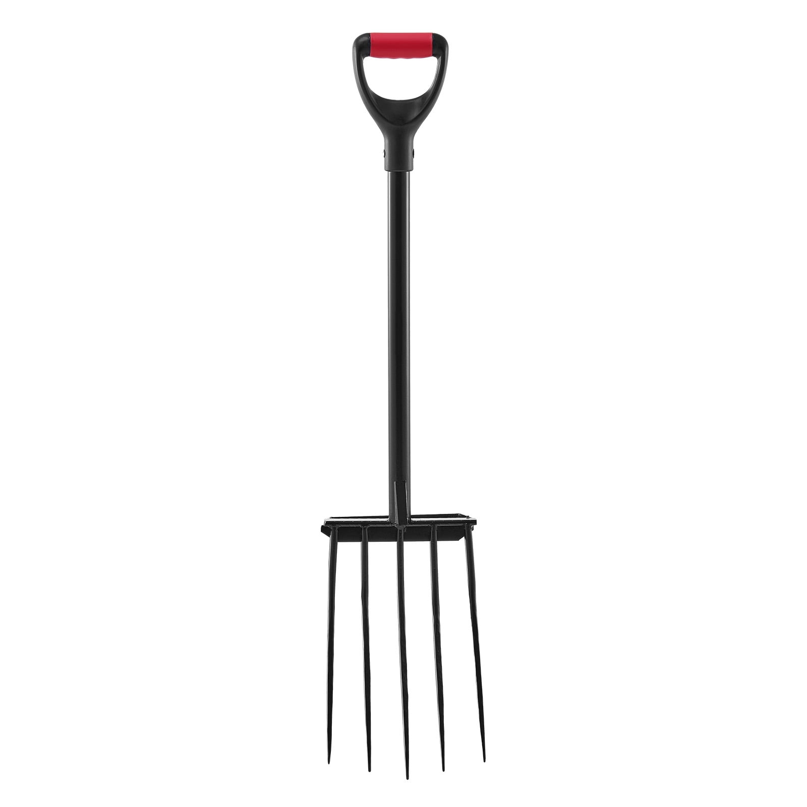 KFFKFF 5-Tine Garden Fork with Metal Handle, 41-Inch Heavy-Duty Digging Tool, Y-Grip Steel Spading Fork for Hay, Compost, Potato Planting, and Soil Aeration