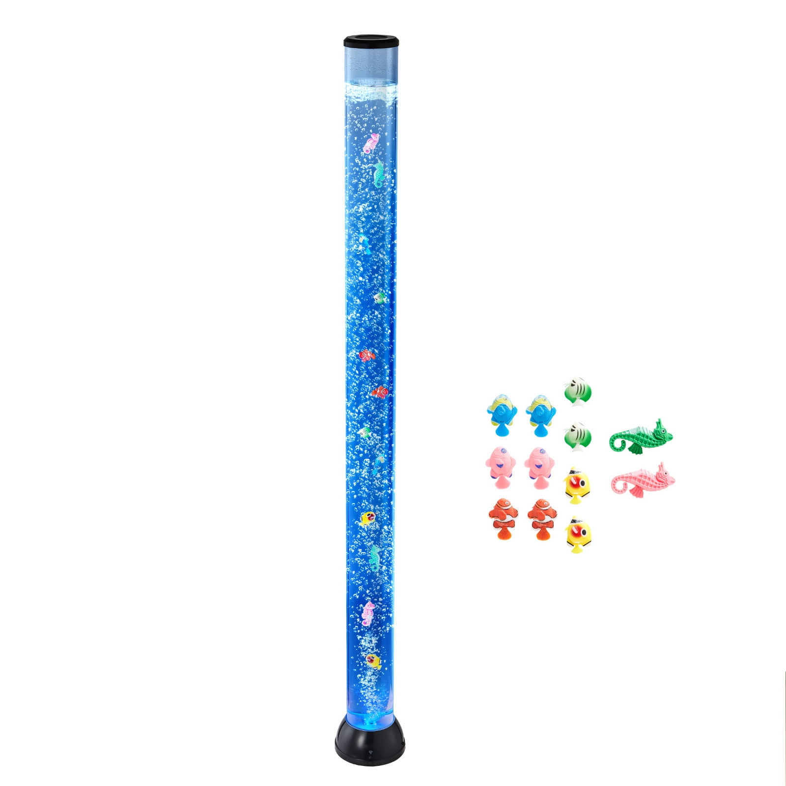 KFFKFF 5 ft Sensory Bubble Tube Lamp with Floating Fish, 16 Color Options, Remote Control, and Calming Light for Home Decor and Relaxation