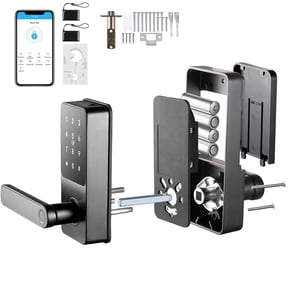KFFKFF 5-in-1 Smart Door Lock with Fingerprint Access, Bluetooth Control, Keyless Entry, Digital Keypad, and App Integration for Front Door Security