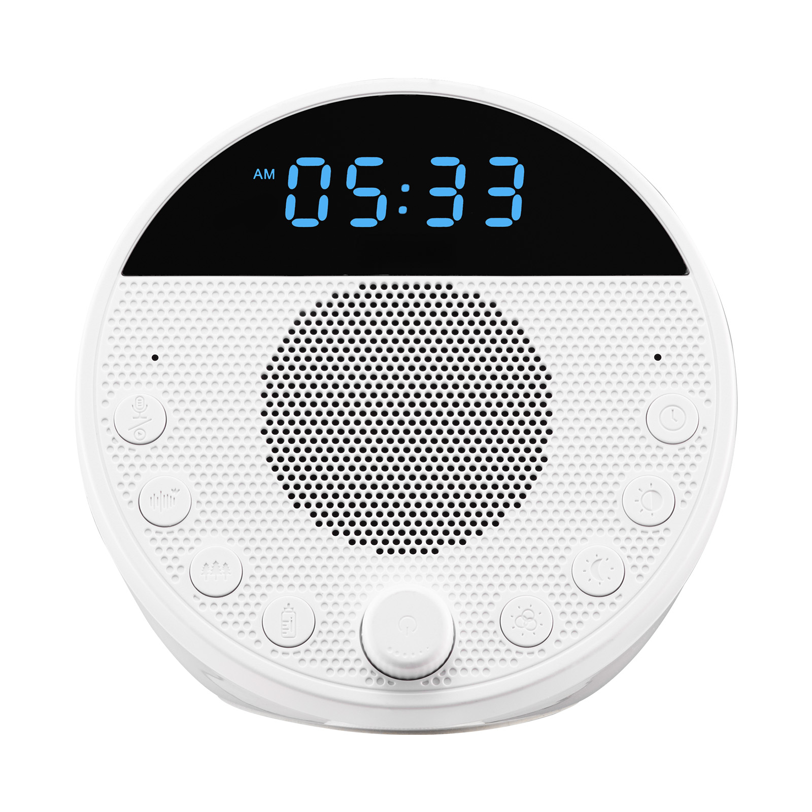 KFFKFF 5-in-1 Sound Machine with 18 Relaxing Sounds, 7-Color Night Light, Dual Alarms, Auto-Off Timer, and Memory Function for Home, Office, Travel, and All Ages