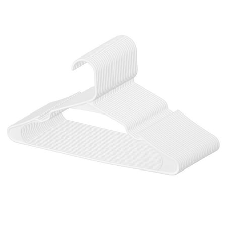 KFFKFF 50 Packs Clothes Hangers, 0.5mm Sturdy Hangers with Durable Triangular Structure & Enhanced Notch, Non-Slip, Space-Efficient, Ideal for T-Shirts, Shirts, Slings & Pants