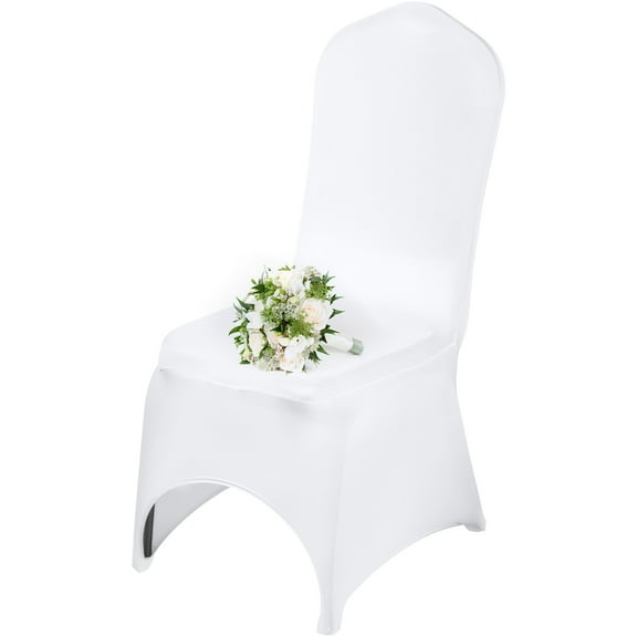 KFFKFF 50 Pcs White Chair Covers Polyester Spandex Chair Cover Stretch Slipcovers for Wedding Party Dining Banquet Chair Decoration Covers