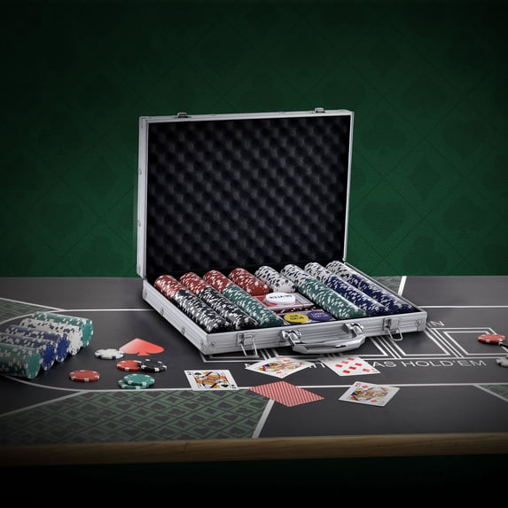 KFFKFF 500-Piece Poker Chip Set with Aluminum Case Cards 11.5 Gram Casino Chips