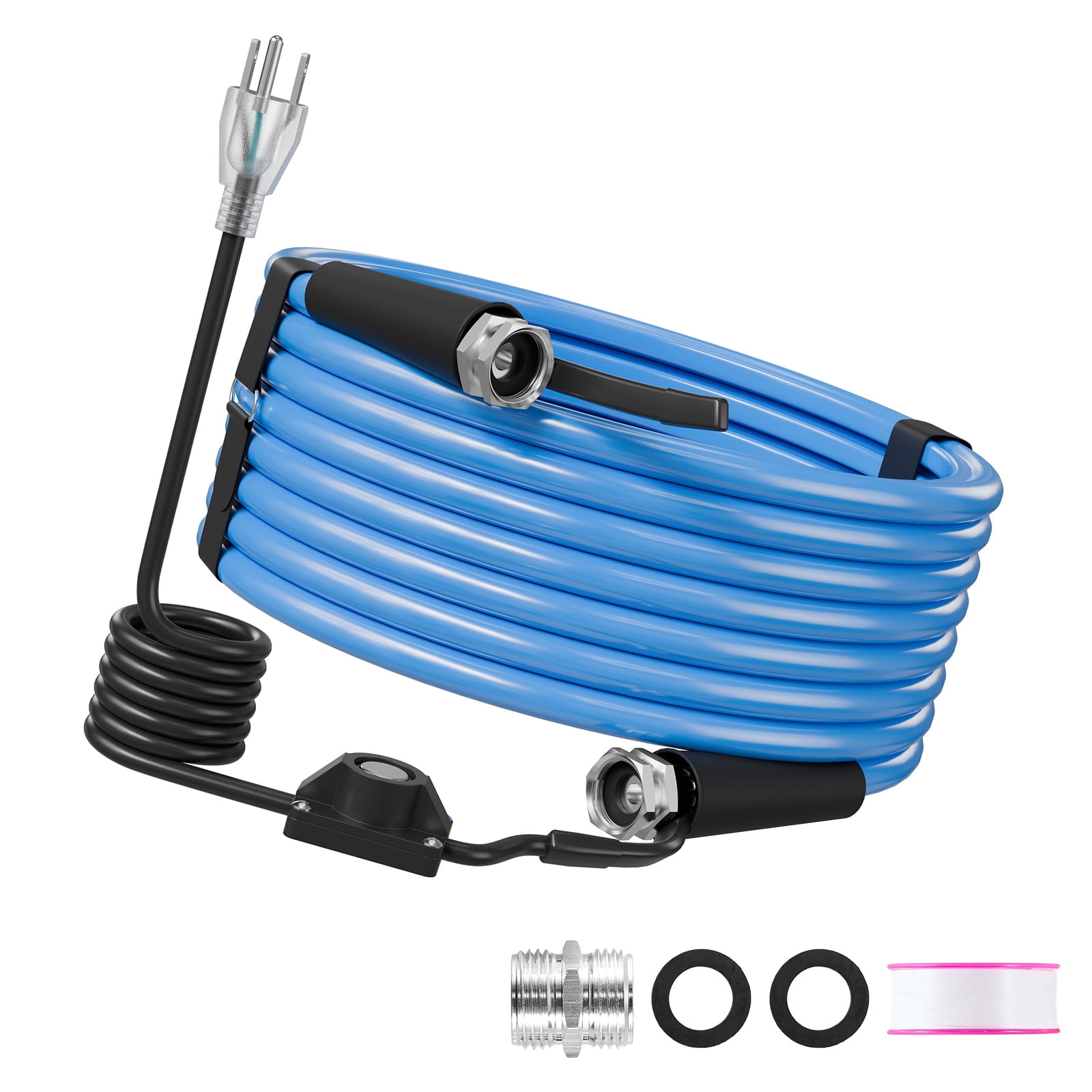 KFFKFF 50FT Heated Water Hose for RV, Antifreeze to -45°F, 1/2" ID, Smooth Surface, Built-in Thermostat, Freeze-Resistant, Leak-Proof, Lead-Free, BPA-Free, Quick Heating for RVs, Camping, and Gardens