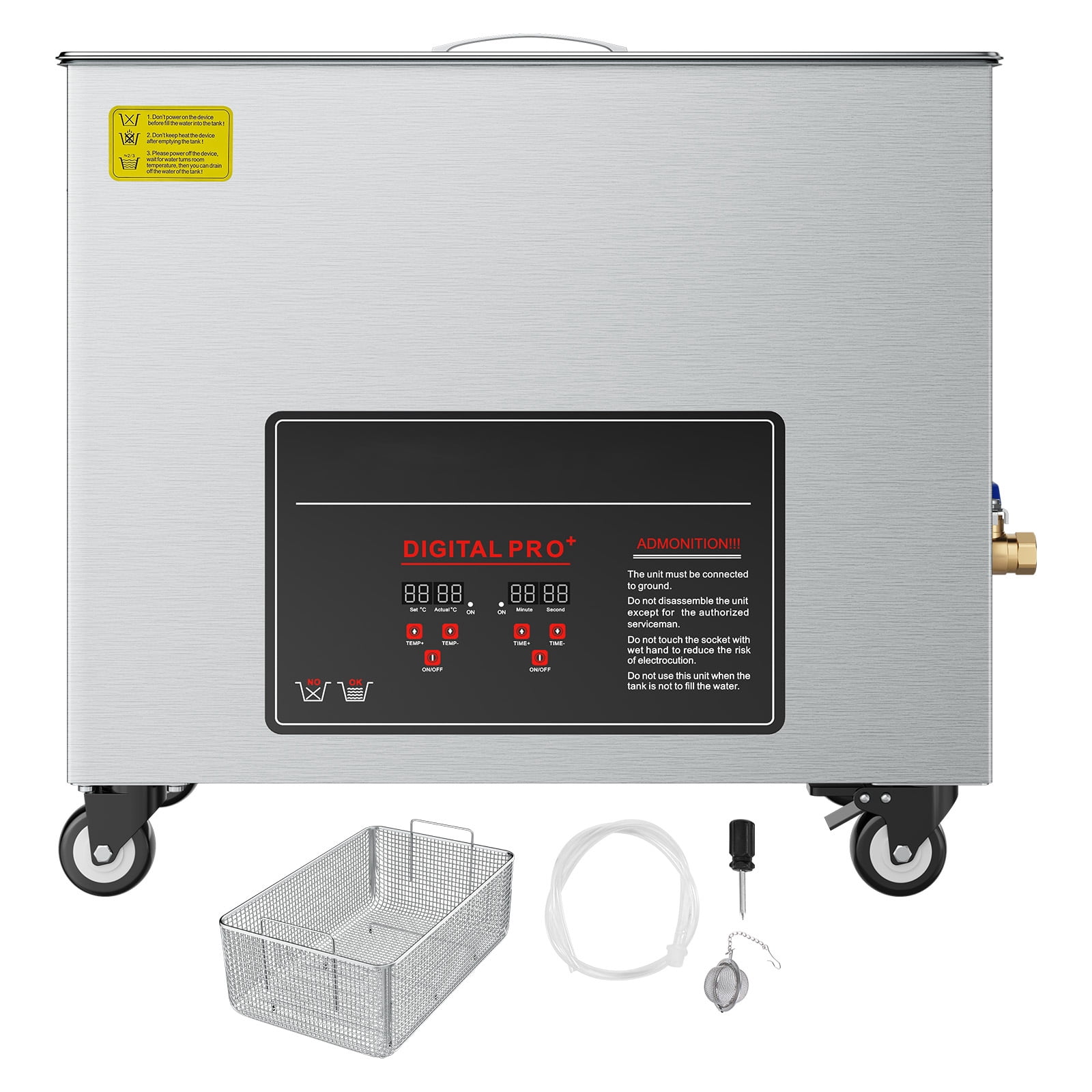 KFFKFF 50L Ultrasonic Cleaning Machine, Professional Cleaner with Basket & Digital Control, 840W Stainless Steel Unit with Wheels for Industrial Components and Carburetors