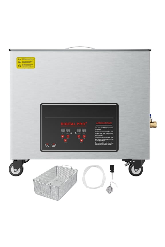 50L Ultrasonic Cleaning Machine, Professional Cleaner with Basket & Digital Control, 840W Stainless Steel Unit with Wheels for Industrial Components and Carburetors