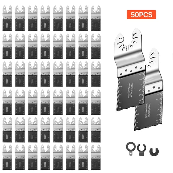 KFFKFF 50PCS Bi-Metal Oscillating Saw Blades, Universal Quick Release Multi-Tool Blades for Cutting Nails, Soft Metal, and Wood, Compatible with Various Tool Brands