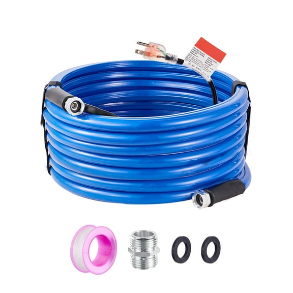 KFFKFF 50ft Heated Water Hose for RV, Freeze-Resistant to -45F, Self-Regulating Heating, 5/8" Inner Diameter with 3/4" GHT Connector, Safe for Drinking Water