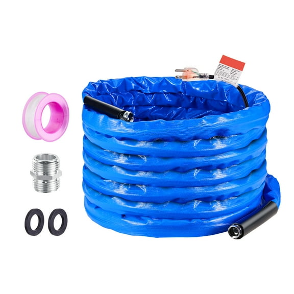 KFFKFF 50ft RV Heated Hose, Corrugated Cover, Self-regulating Antifreeze Down to -45°F, 5/8" Inner Diameter, 3/4" GHT Adapter Included, Free of Lead and BPA