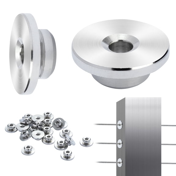 KFFKFF 51-Pack Cable Railing Kit 1/8" Wheel Protector Sleeves, Includes Black Hidden 1/8" Swage Tensioner and Terminal, Post Covers for 0.41-inch Horizontal Hole Railing