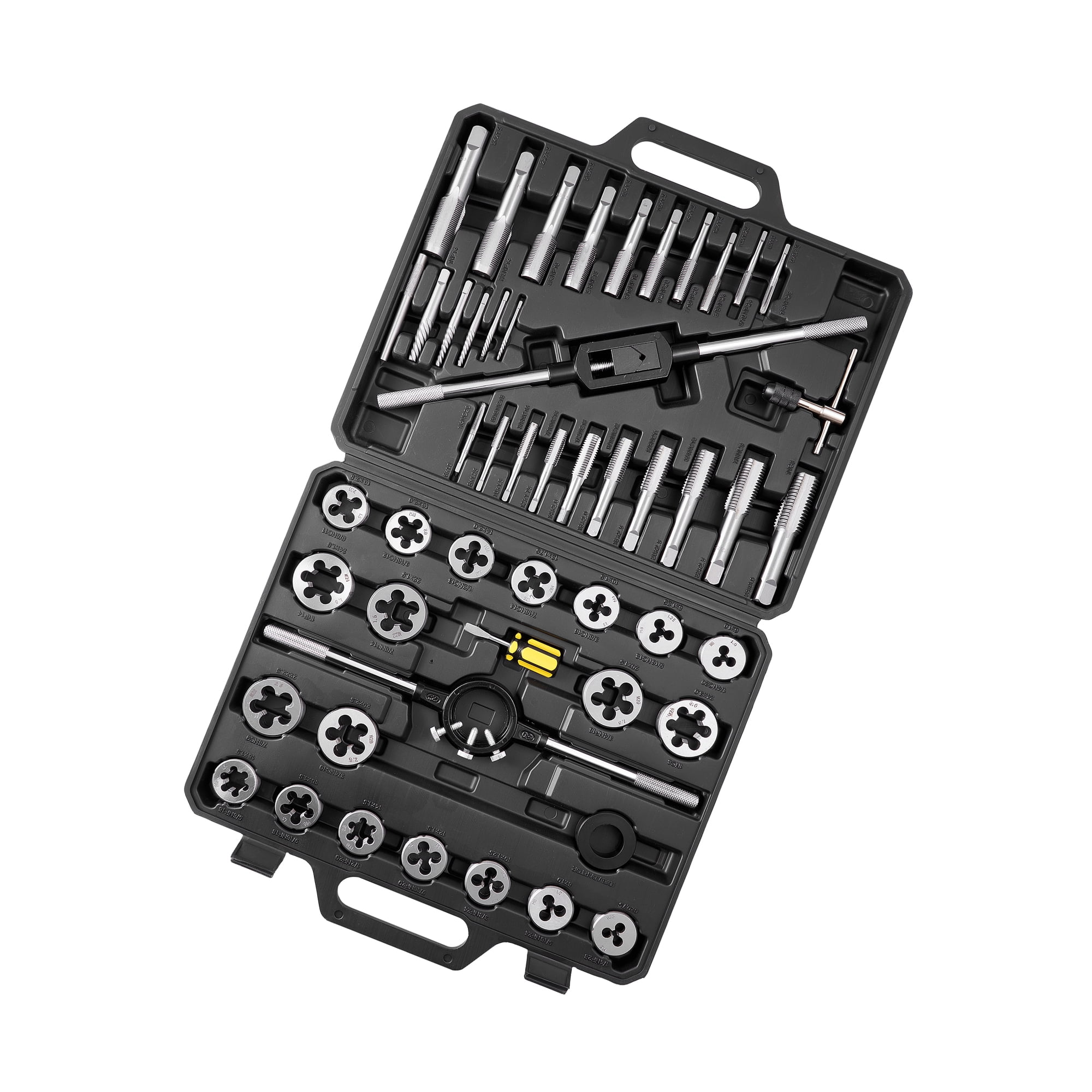 KFFKFF 51-Piece Tap and Die Set, SAE Sizes 1/4" to 1", Includes Coarse and Fine Thread Tools, Wrenches, Accessories, and Storage Case, Made of Durable Bearing Steel for Threading and Rethreading