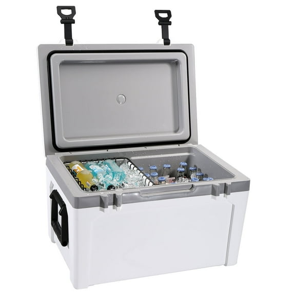 KFFKFF 52 Quart Hard Cooler Insulated Portable Cooler 50-Can Capacity Ice Chest