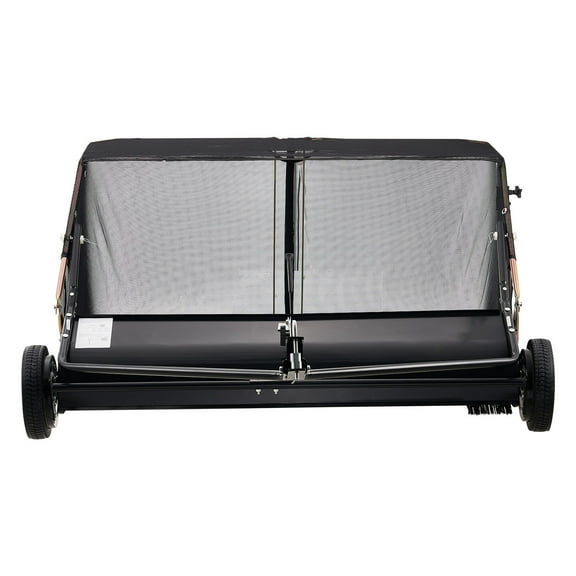 KFFKFF 52 in Tow-Behind Lawn Sweeper, 26 cu.ft. Large Capacity Yard Sweeper, Adjustable Height, Durable Leaf and Grass Collector with Dumping Rope, Pull-Behind Sweeper for Debris and Grass Clippings