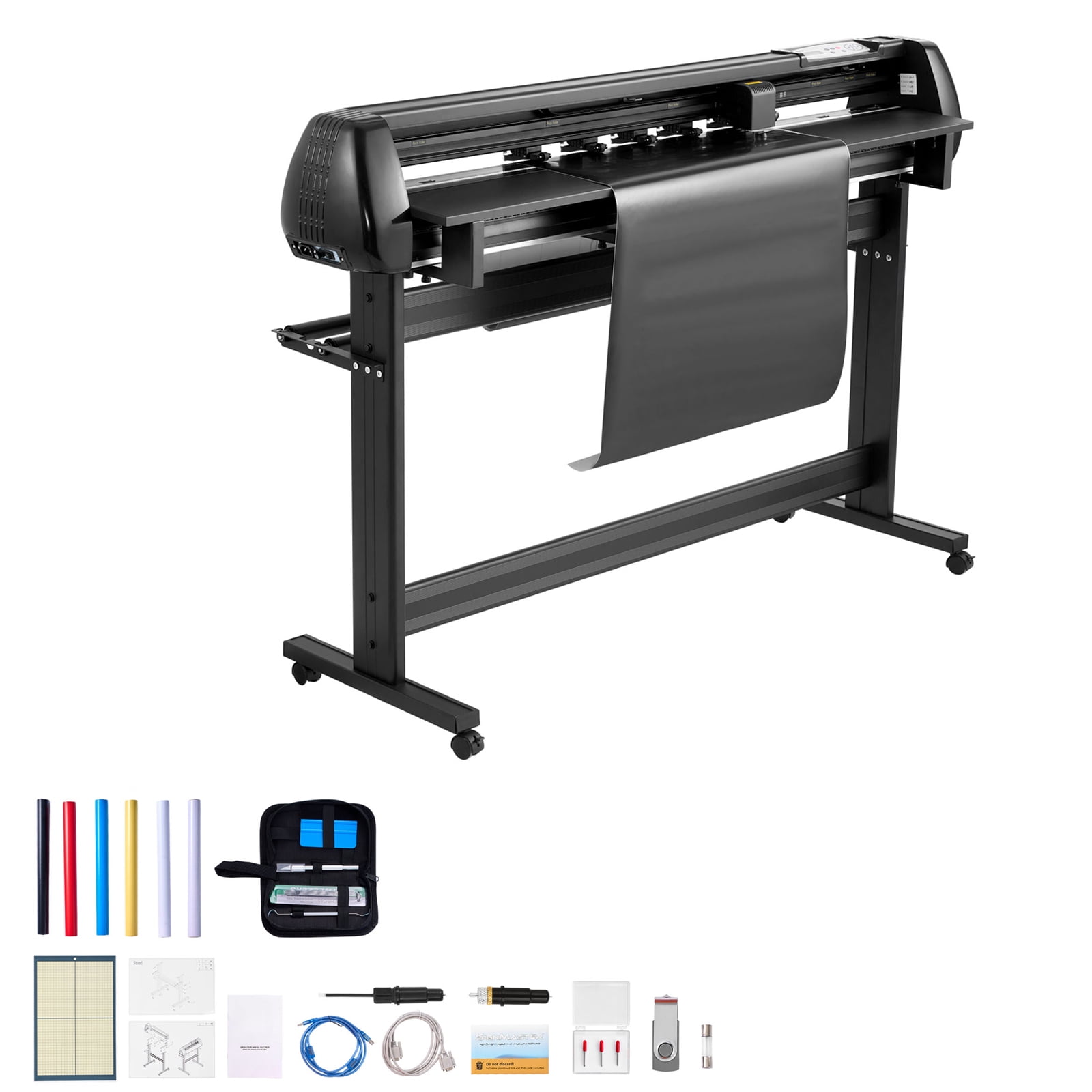 KFFKFF 53-Inch Vinyl Cutting Machine, Dual Blades, Adjustable Speed and Pressure, LED Display, Includes Software and Accessories for Crafting and Sign Making