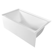 KFFKFF 54" x 30" Modern Alcove Acrylic Bathtub, Deep Soaking Tub with Right-Hand Drain and Overflow, Spacious Rectangular Bath for Bathroom with Built-In Flange, White