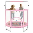 thumbnail image 1 of KFFKFF 55" Children's Trampoline, 4.6FT for Indoor and Outdoor Use, Petite Trampoline for Toddlers with Protective Netting and Basketball Hoop, Ideal Birthday and Christmas Presents for Kids Aged 3, 1 of 9