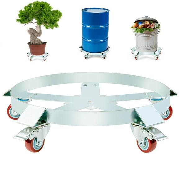 KFFKFF 55 Gallon Sturdy Drum Mover, Supports up to 1250lbs, Drum Transport Cart, Stable Hand Truck Dollies with Steel Structure and 5 Rotating Caster Wheels, Ideal for Warehouse Drum Management