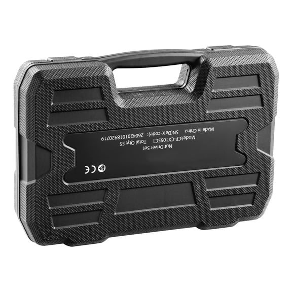 KFFKFF 55-Piece Magnetic Impact Nut Driver Set, Metric & SAE Sizes, Includes Socket Adapters, Bit Holder, Wing Nut Driver, Pivoting Nutsetter, Quick Release Extension, Power Bits, and Storage Case