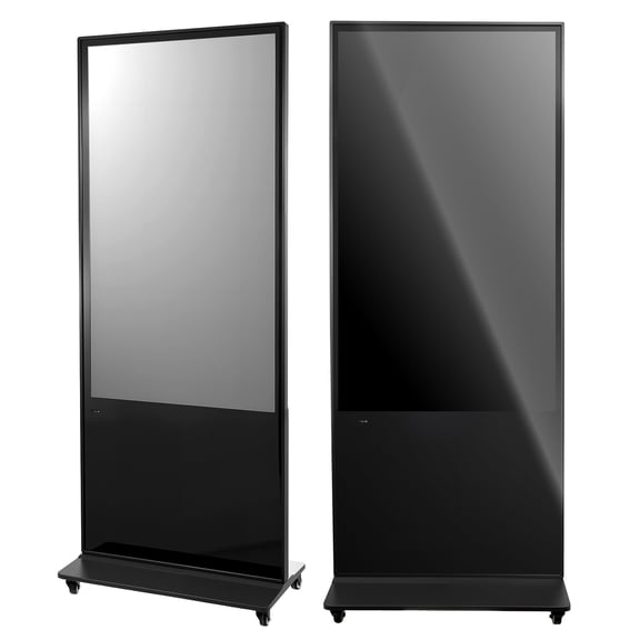 KFFKFF 55-inch Indoor Digital Signage 4K Floor Stand Advertising Display Kiosk, WiFi HDMI/USB Input, Android OS, 178 Wide Viewing Angle, LCD Touchscreen Interactive Monitor, Mobile Commercial Poster
