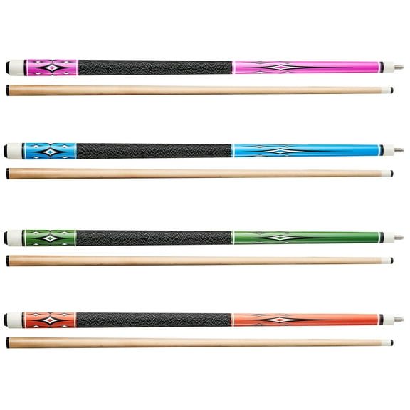 KFFKFF 58-Inch Pool Cue Set, 4-Piece Billiard Sticks Made of Canadian Maple Wood with ABS Joint Rings, Suitable for Pool Tables in Bars, Homes, Offices, Available in 18 oz, 19 oz, 20 oz, 21 oz
