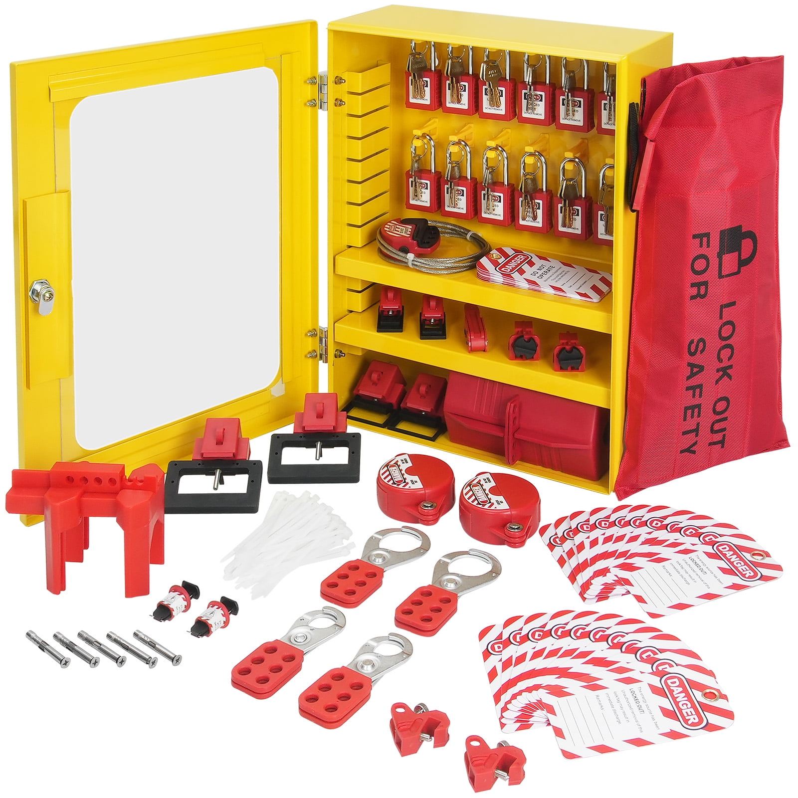 KFFKFF 59 Pack Lockout Tagout Kit Electric Safety Padlock Hasp Tag With ...